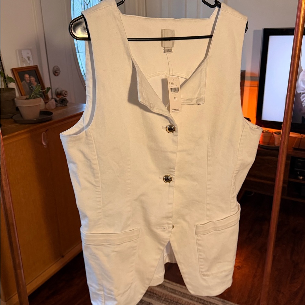 Anthropologie Maeve Crisp White Vest NWT
